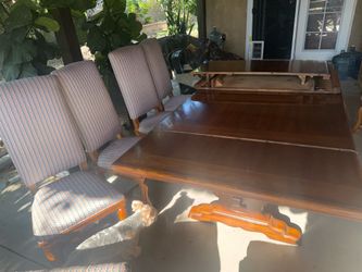 dining room table with eight chairs