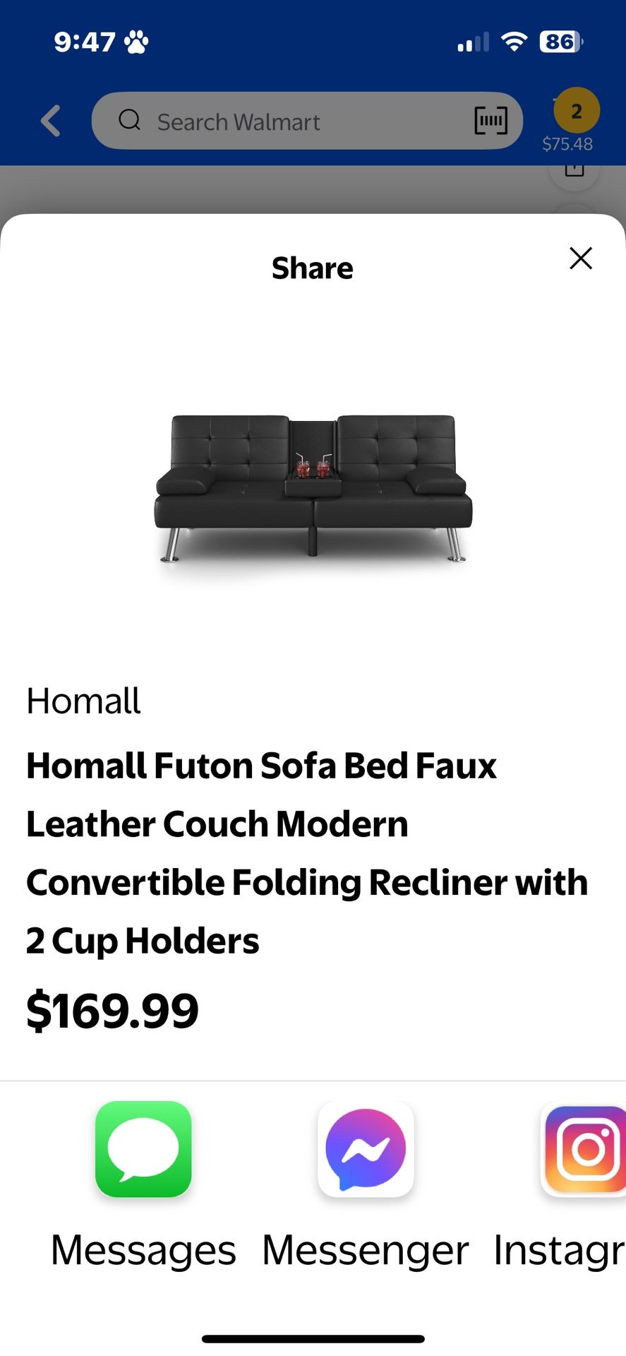 Futon Sofa Black