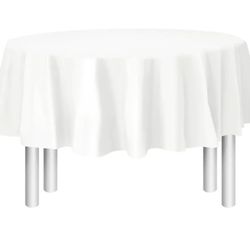 84 in White Disposable Plastic Tablecloth for Round - 10 tablecloths 