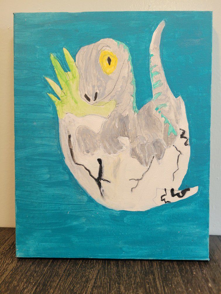 Local Kid Artist Beta Jurassic Canvas Painting
