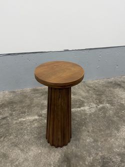 Round Wood Accent Side Table
