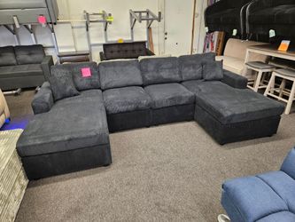 Sectional Doble Chaise Corduroy 120 x 60 Black Color $498