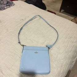 Coach Light Blue Leather Crossbody Bag like new!