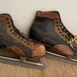 Vintage Leather Ice Skates