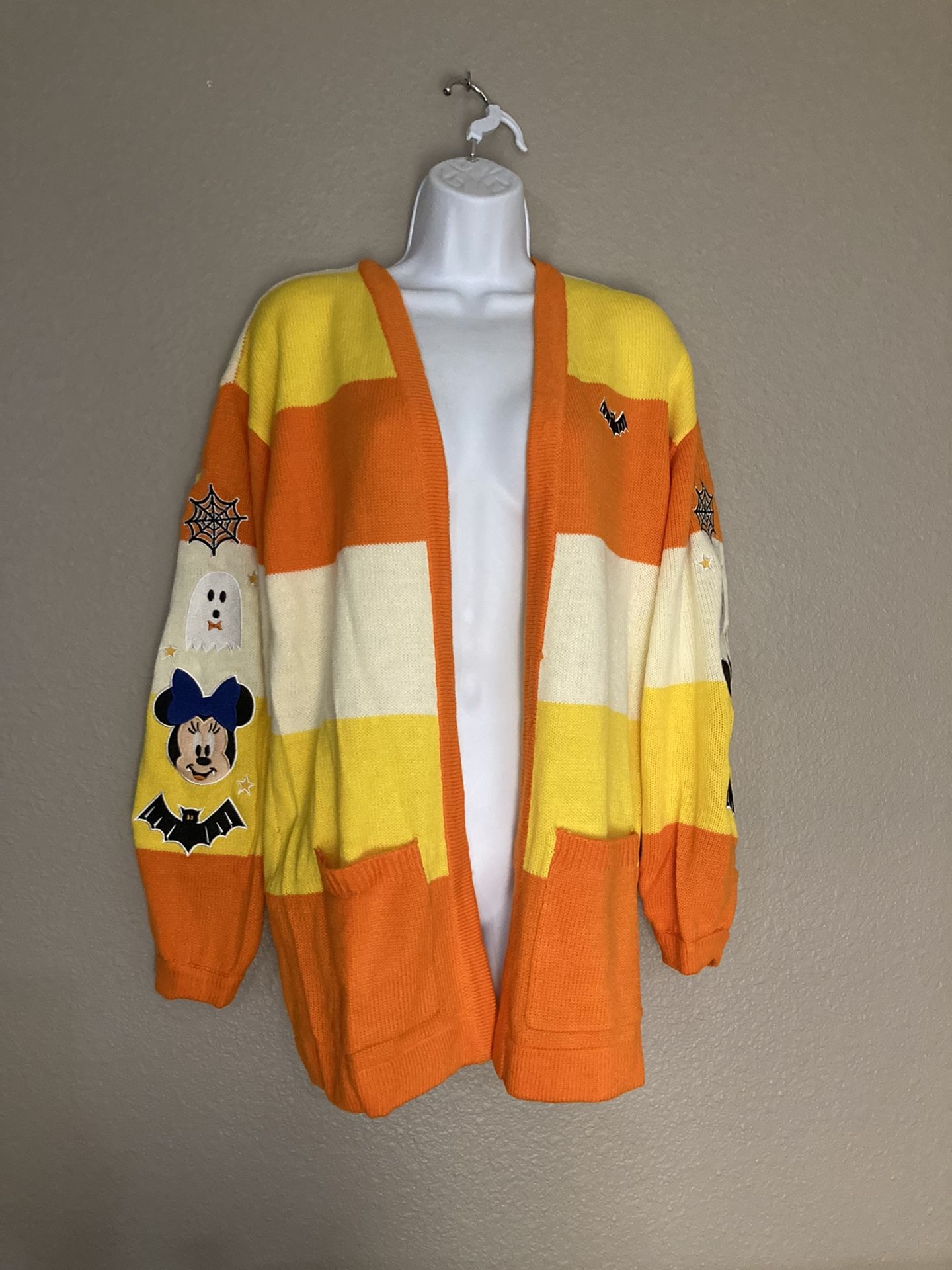 Disney Halloween Mickey/Minnie Candy Corn Cardigan Size S/M