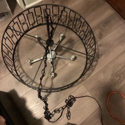 5-Light Black And Chrome Chandelier With Rectangle Faceted Crystals.