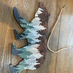 Wooden Hanging Bear 11x6”