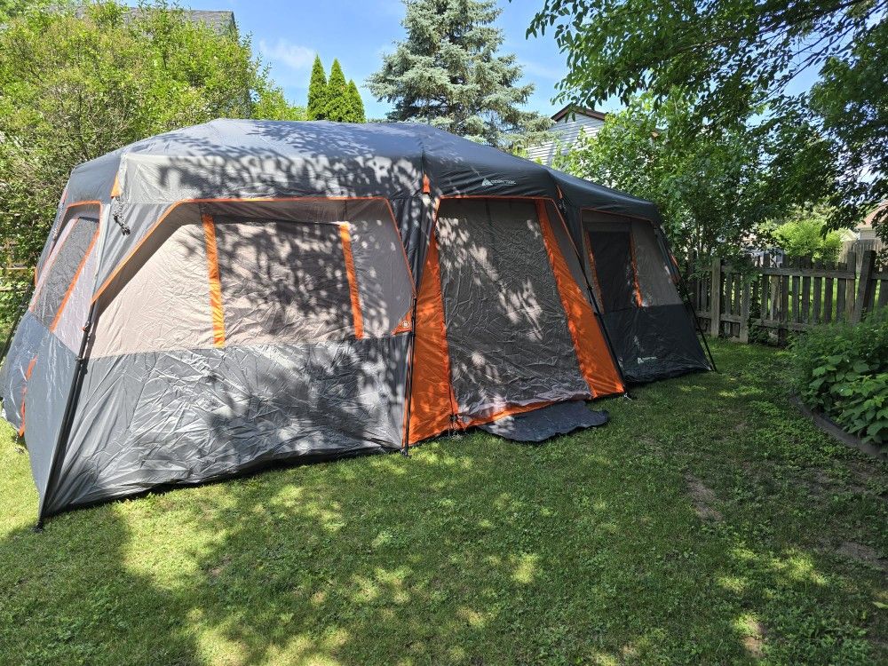 Camping Bundle 12 Person Tent, 2 Sleeping Bags, Folding Canopy