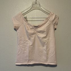 Cotton On, Women’s Pink Stretchy Round Neck Shortsleeved Crop Top, Size M