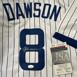 Chicago Cubs Andre Dawson Autographed Custom Jersey JSA Certified 