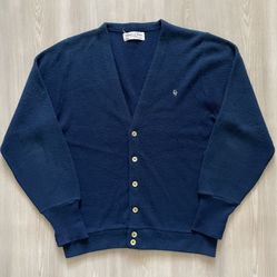 Vintage Christian Dior Sweater Navy Blue Cardigan Sweater Monsieur Mens Large 