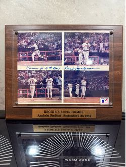 Reggie Jackson VINTAGE SIGNED/Inscribed "Career H.R #500" Angels 8x10 Photo FRAMED W/ Name Plate