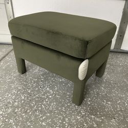 Velvet Green Small Ottoman 