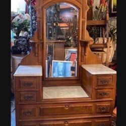 Antique Marble Top Vanity Comes In Two Parts