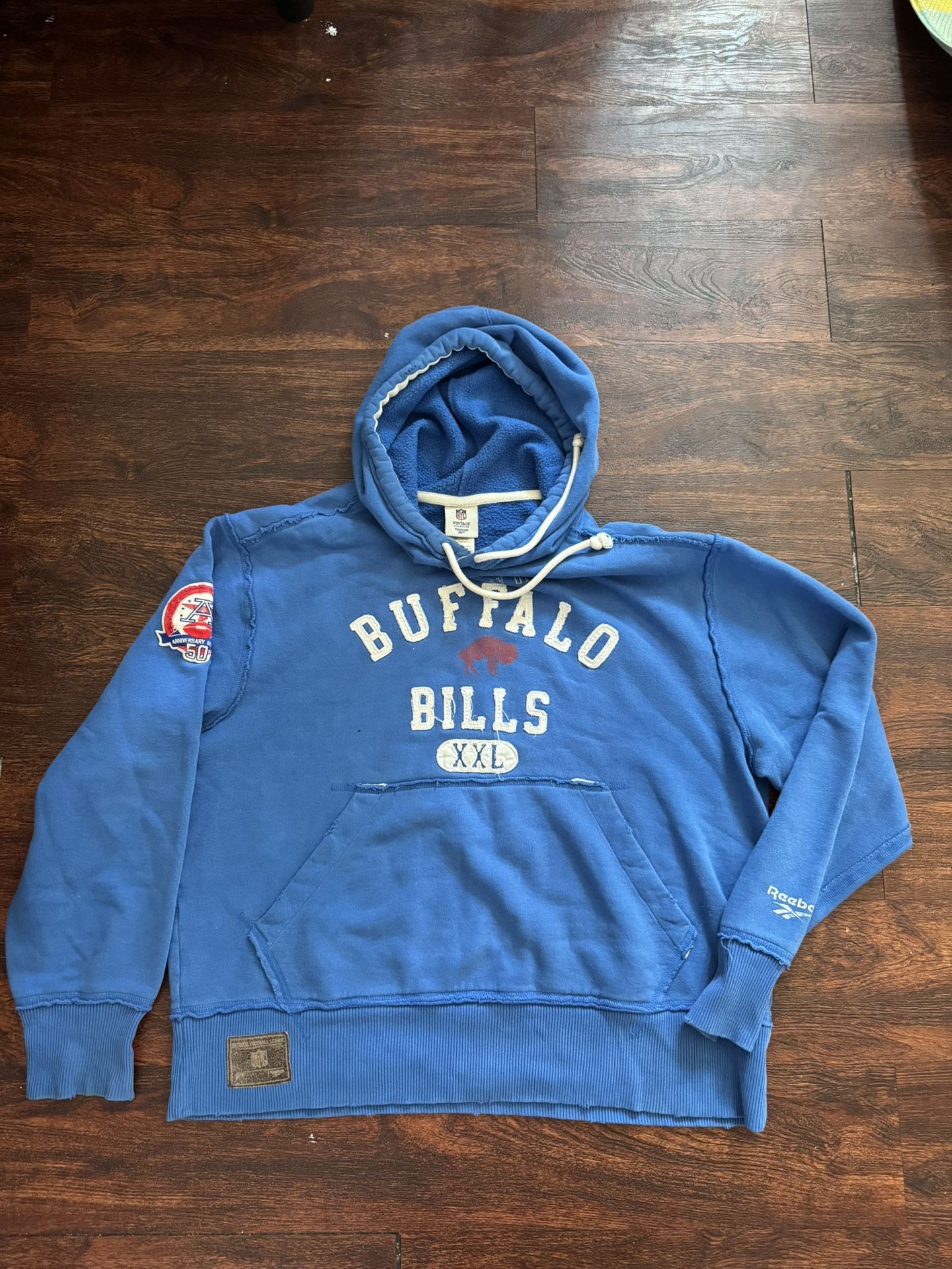 Buffalo Bills NFL Team Apparel Authentic Hoodie Sweatshirt Vintage Blue