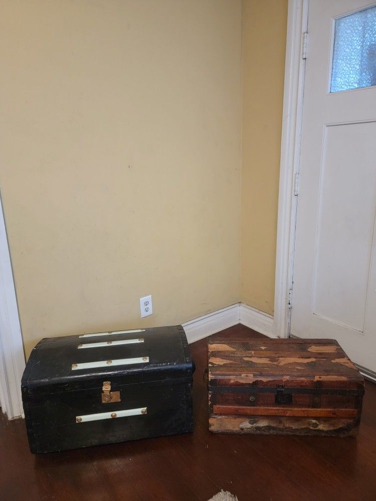 Antique Vintage Wood Trunk Chests 