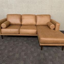 Modern Tan Camel Sectional Chaise 
