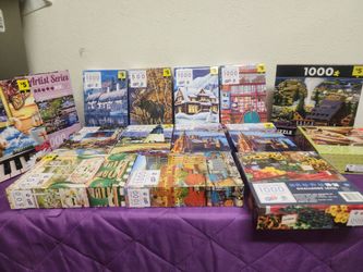 ALL Together 15 Boxes of Puzzles 13- 500 pieces and 2- 1000 pieces ALL NEW