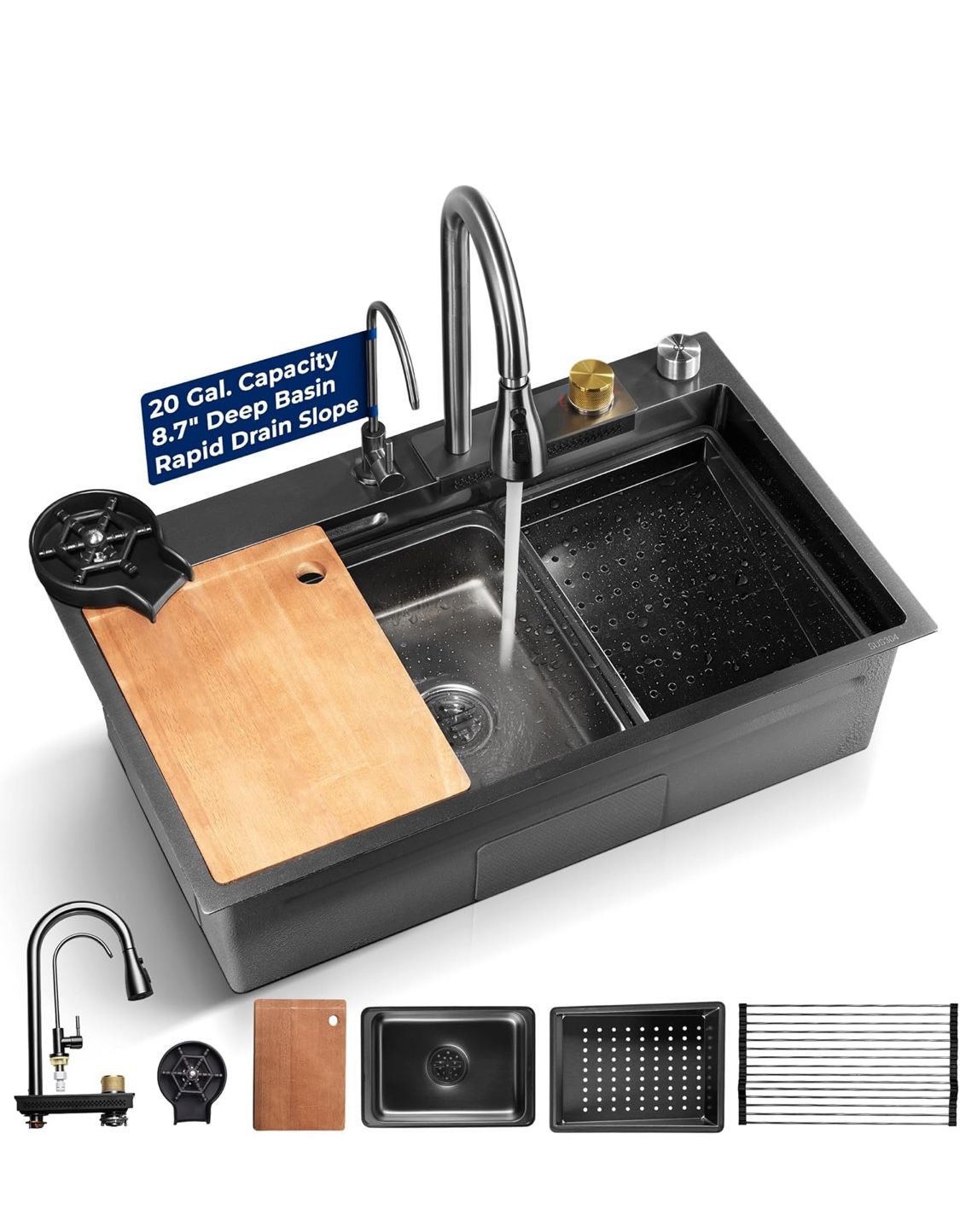 Brand New Stainless Steel Kitchen Sink, 29.5”L X 18”W x8.66”H Inches Gray