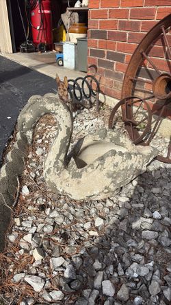Vintage Cast Concrete Swan Planter