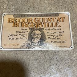 1989 Gift Certificate Burgerville