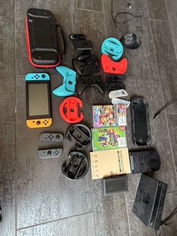 Nintendo Switch with a bunch of accessories