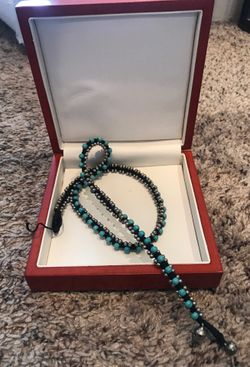 Silver and turquoise wrap around bracelet