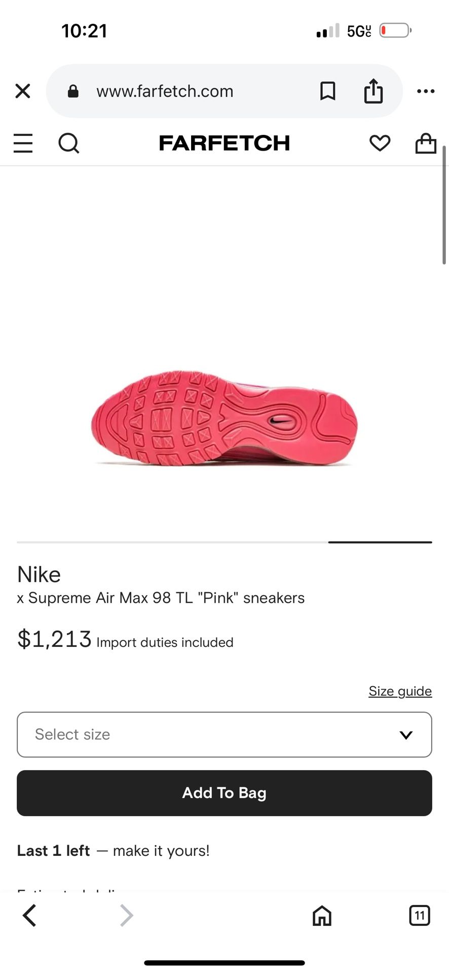 Nike x Supreme Air Max 98 TL "Pink" sneakers