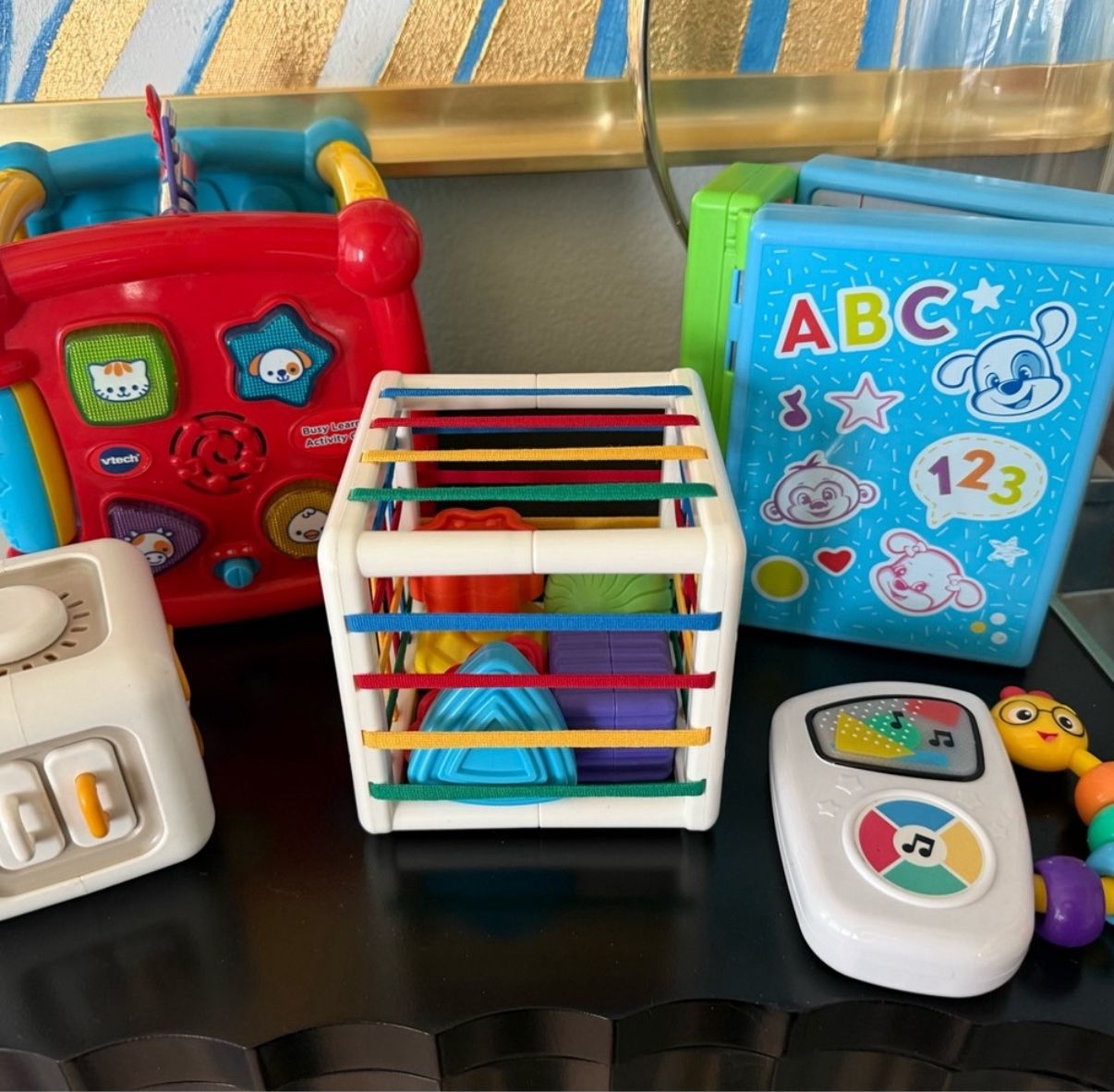 Bundle Vtech activity cube, Fisher-Price music book, baby Einstein music Toy Set