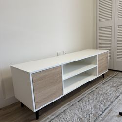 65-Inch White & Oak Media Console