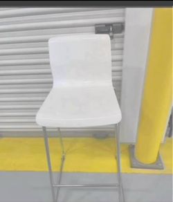Set of two white and silver bar stools