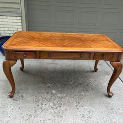 Large solid wood console sofa 3 drawer table clawfoot County French style.  One small blemish on the side as per pictures 