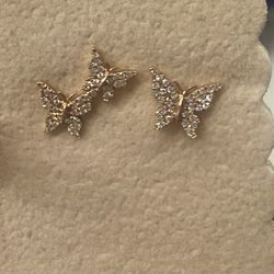 14k Rose Gold Butterfly Earrings