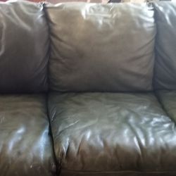 Leather Couch  With Fold Out Bed
