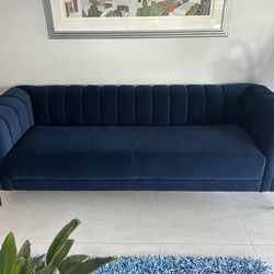 Sofa/Loveseat in Blue Velvet