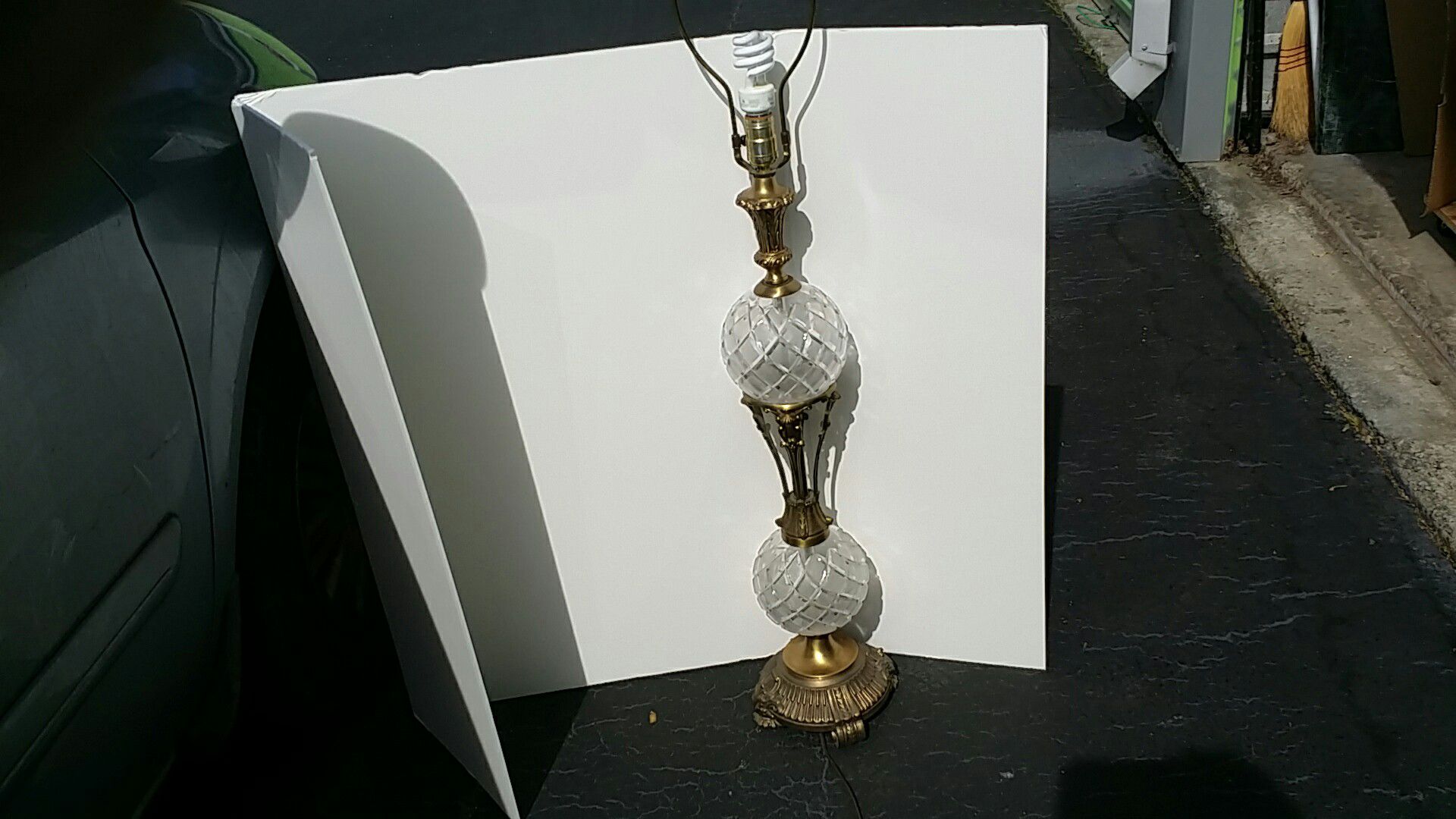 Crystal and brass antique lamp