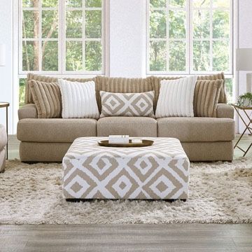 LIGHT BROWN CHENILLE FABRIC SOFA ULTRA SOFT COUCH