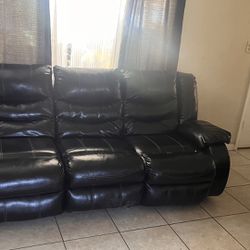 Two Set Black Recliner Couches