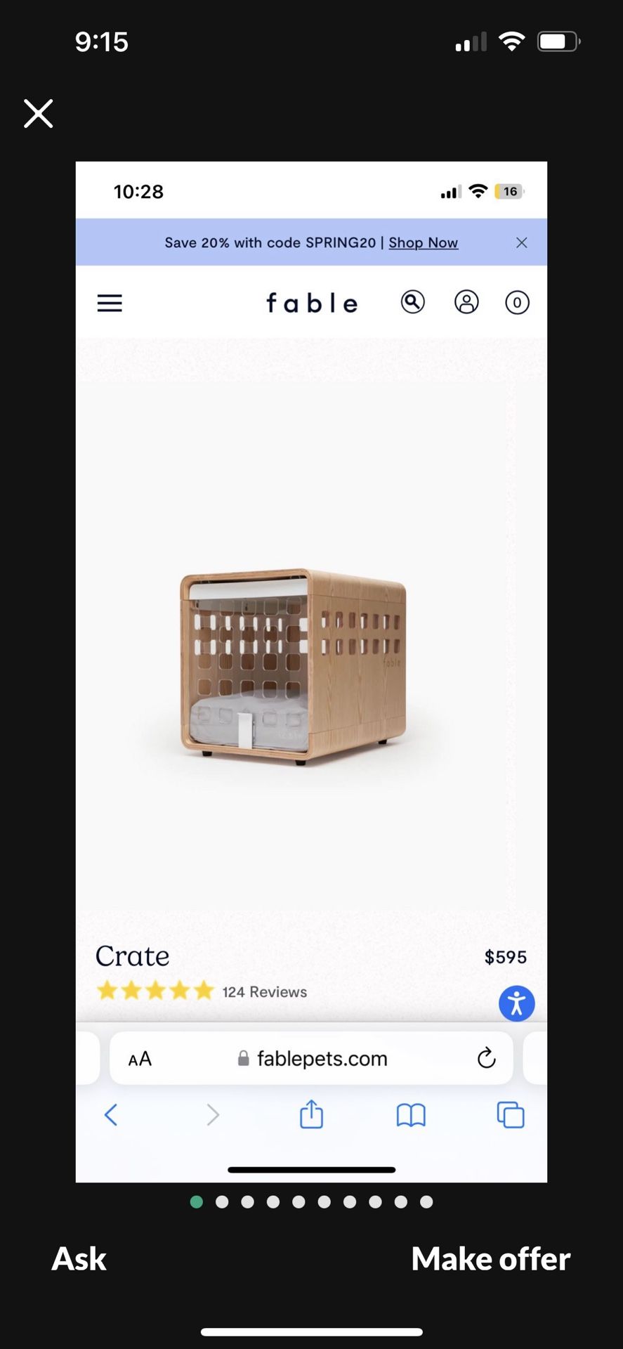 Fable crate l.  Beautiful crate!   like new condition!