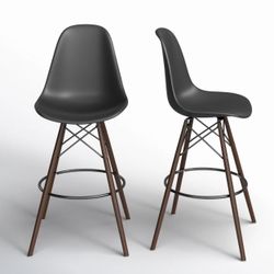 2 MCM Black Bar Stools 