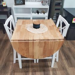 Small 3 Pc Dining Set With Drop Down Leaf 