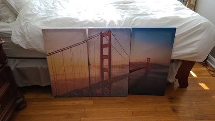 Golden gate Bridge 3 panel painting