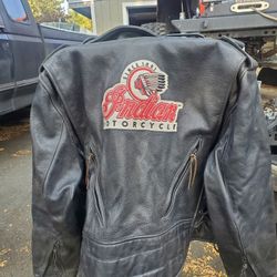Leather Coat With Indian Motorcycle Logo 