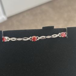 Red And Clear Moissanite Bracelet