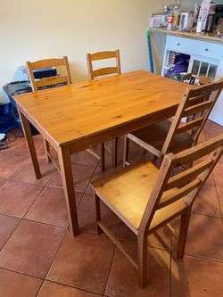 Solid Wood Dining Set - Table and 4 Chairs