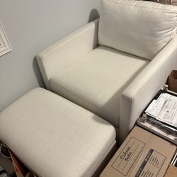 Pottery Barn  White Swivel Chair
