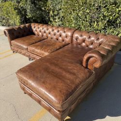 RH Kensington Leather L-Shaped Sectional Sofa w/ Chaise - Delivery Available