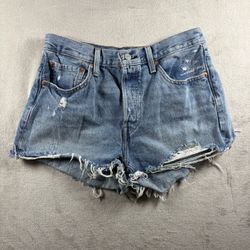 Levi's 501 Original Premium Women's 28 Blue Jean Shorts Big E Button Fly #757