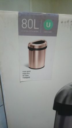 SimpleHuman Open Top Stainless Steel Rose Gold Half Round Huge 80L 21 Gallon Trash Can [Rare]  $180