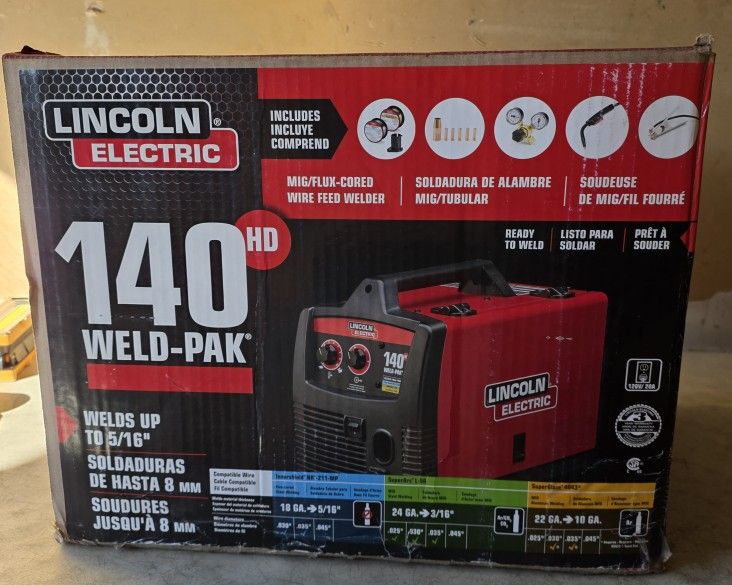 Lincoln Electric Weld-Pak 140 amp, MIG and flux core wire feed welder, 115V aluminum welder